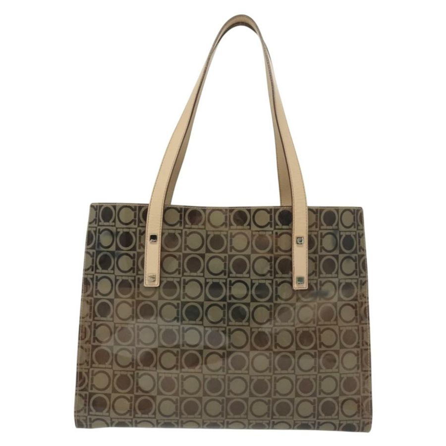 【日本直送】Salvatore Ferragamo Gancini 手提包 棕色乙烯基材質 正品 BA5292-12