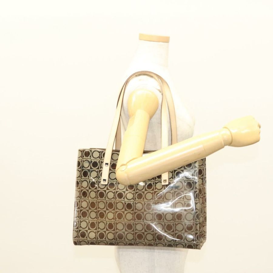【日本直送】Salvatore Ferragamo Gancini 手提包 棕色乙烯基材質 正品 BA5292-21