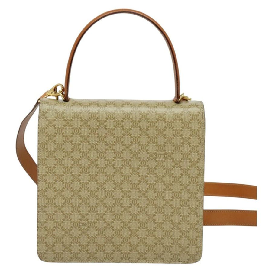 【日本直送】CELINE Macadam帆布手提包 PVC 兩用 米色 金色 正品 141009-1
