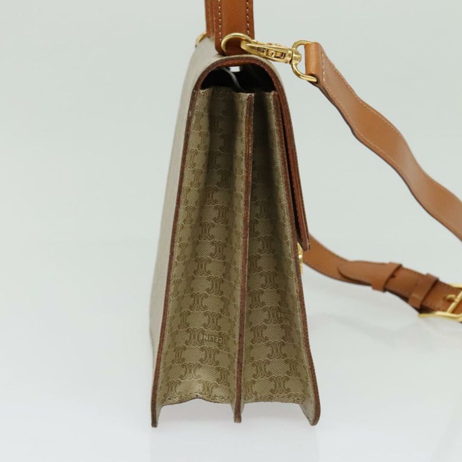 【日本直送】CELINE Macadam帆布手提包 PVC 兩用 米色 金色 正品 141009-2