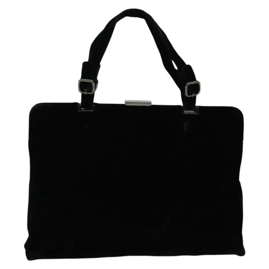 【日本直送】PRADA 手提包 絲絨 黑色 銀色 正品 141854-12