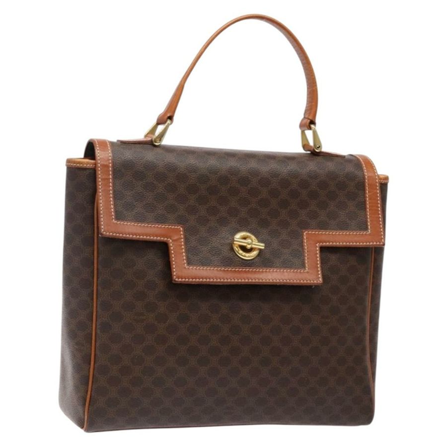 【日本直送】CELINE Macadam帆布手提包 PVC皮革 棕色 金色 正品 141010-0
