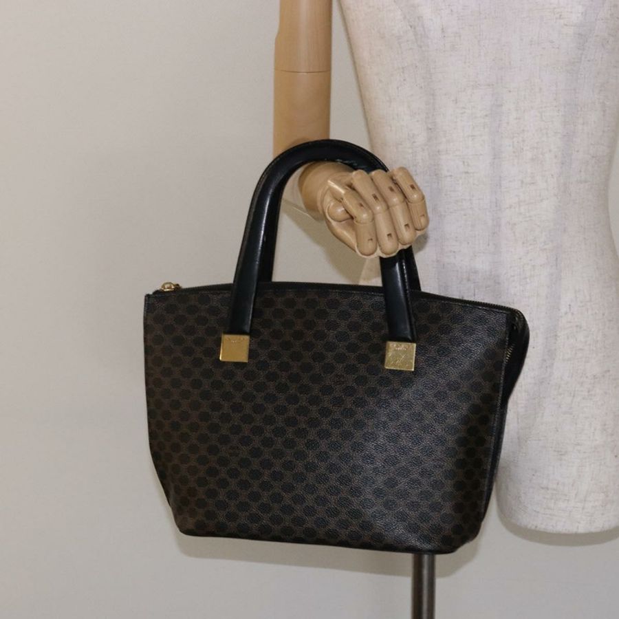 【日本直送】CELINE Macadam帆布手提包 PVC皮革 黑色 金色 正品 142120-23