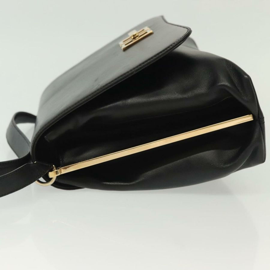 【日本直送】Salvatore Ferragamo 黑色金色皮革肩背包,正品 yk19470-4