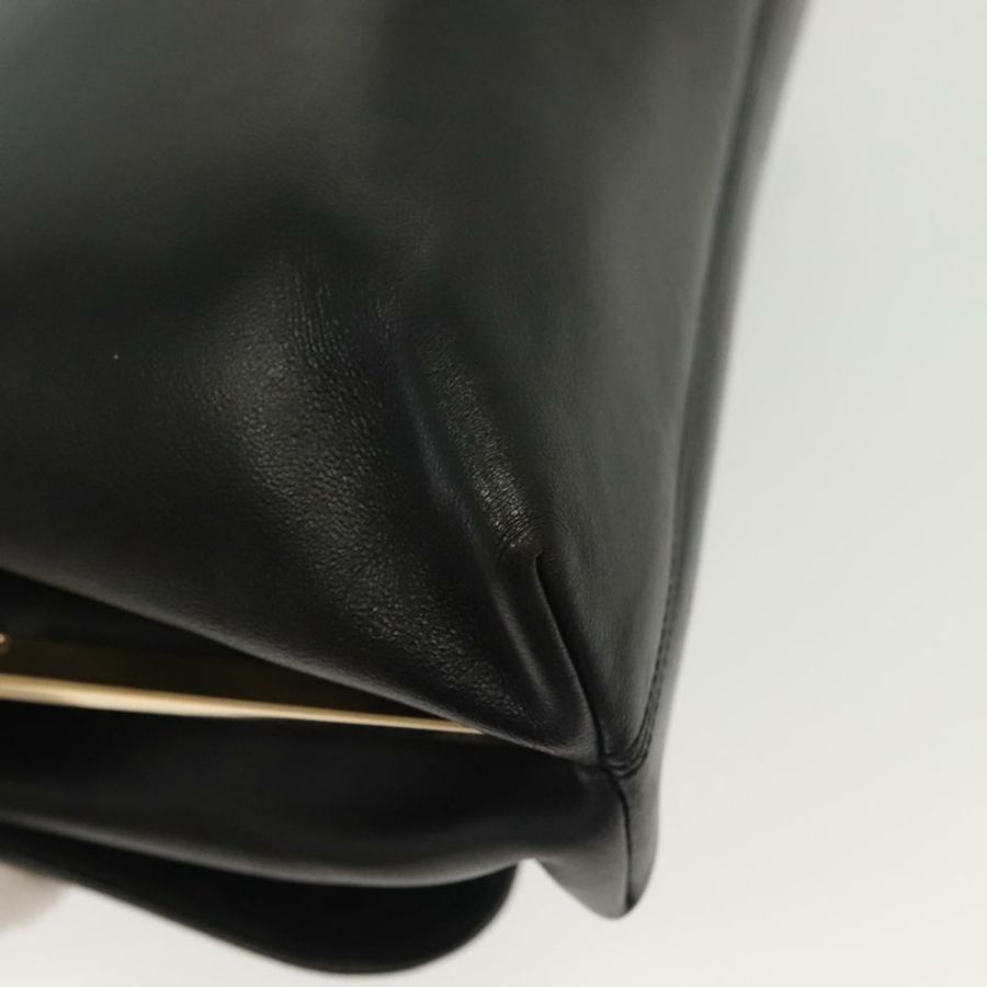 【日本直送】Salvatore Ferragamo 黑色金色皮革肩背包,正品 yk19470-15