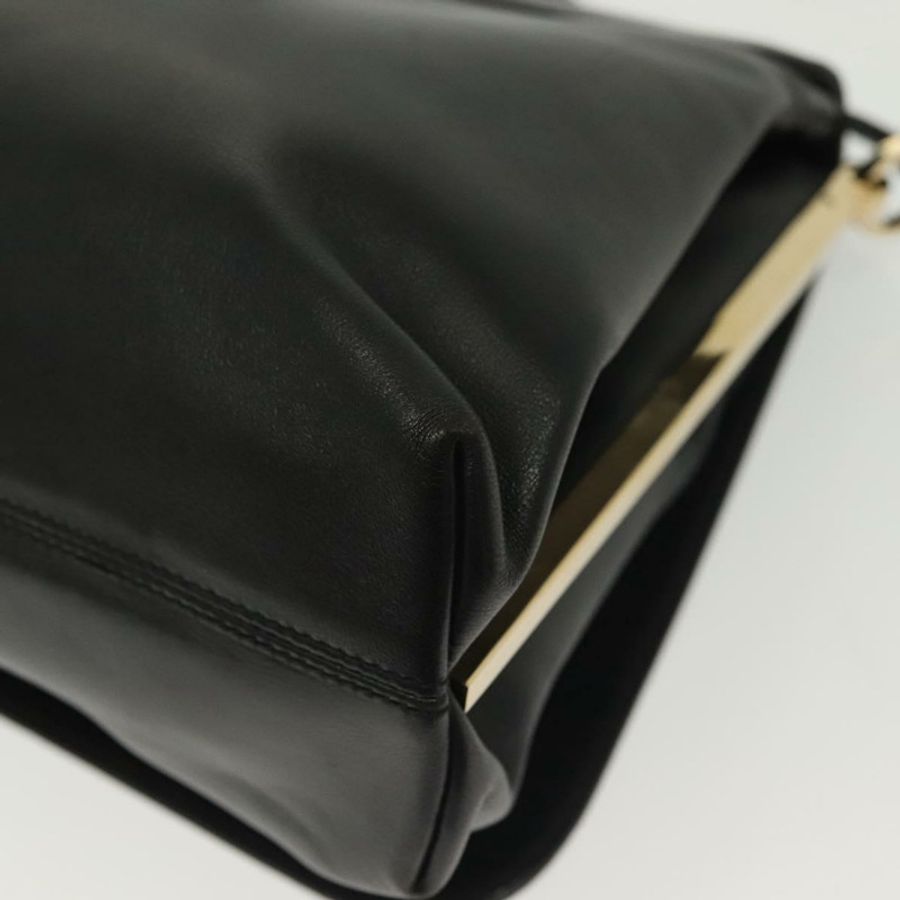 【日本直送】Salvatore Ferragamo 黑色金色皮革肩背包,正品 yk19470-16
