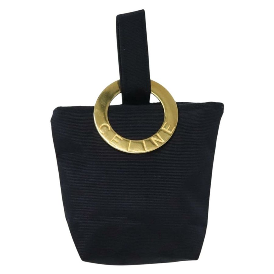 【日本直送】CELINE 帆布手拿包 海軍藍 金色 正品 142320-12