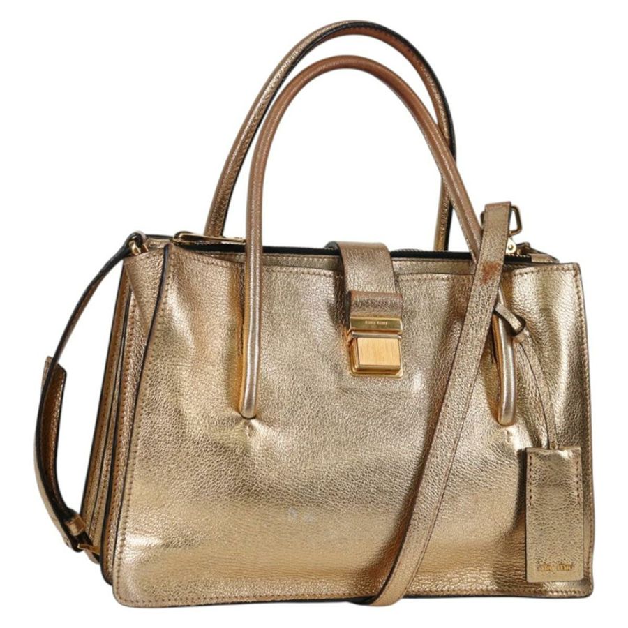 【日本直送】Miu Miu 手提包 皮革 2way 金色 正品 135307-0