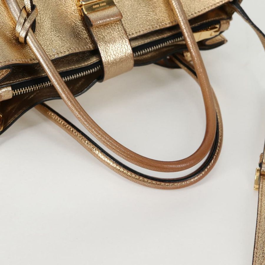 【日本直送】Miu Miu 手提包 皮革 2way 金色 正品 135307-6