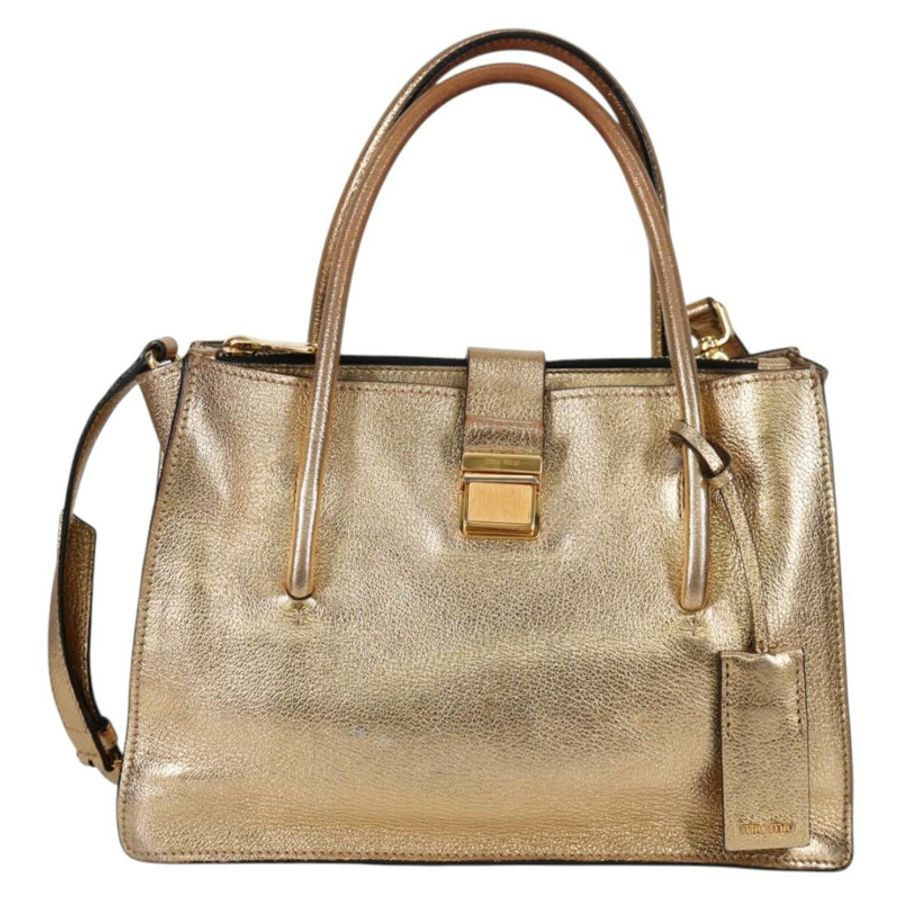 【日本直送】Miu Miu 手提包 皮革 2way 金色 正品 135307-12