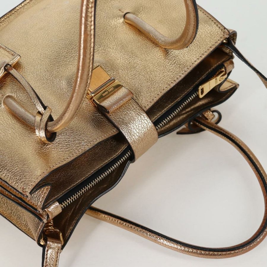 【日本直送】Miu Miu 手提包 皮革 2way 金色 正品 135307-15