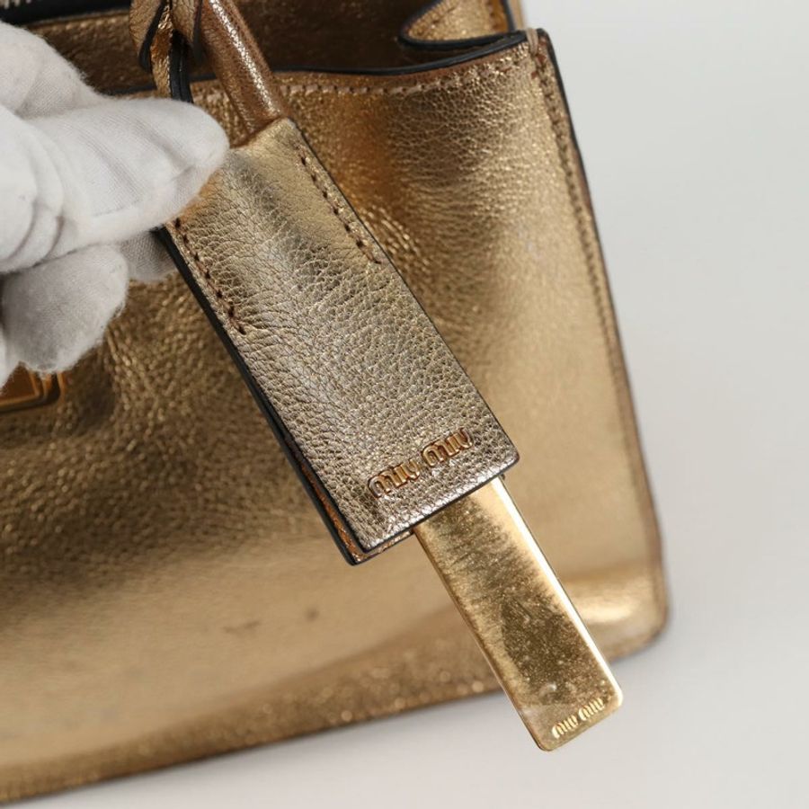 【日本直送】Miu Miu 手提包 皮革 2way 金色 正品 135307-25
