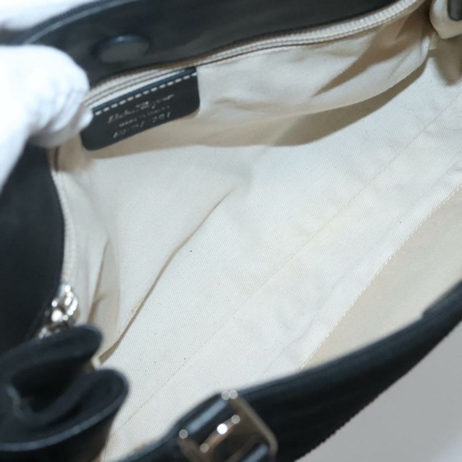 【日本直送】Salvatore Ferragamo Vala 手提包 帆布 黑色 銀色 正品 142249-9