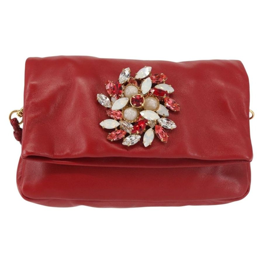【日本直送】Miu Miu Bijoux 皮革單肩包 紅色金色 正品 SW1539-12