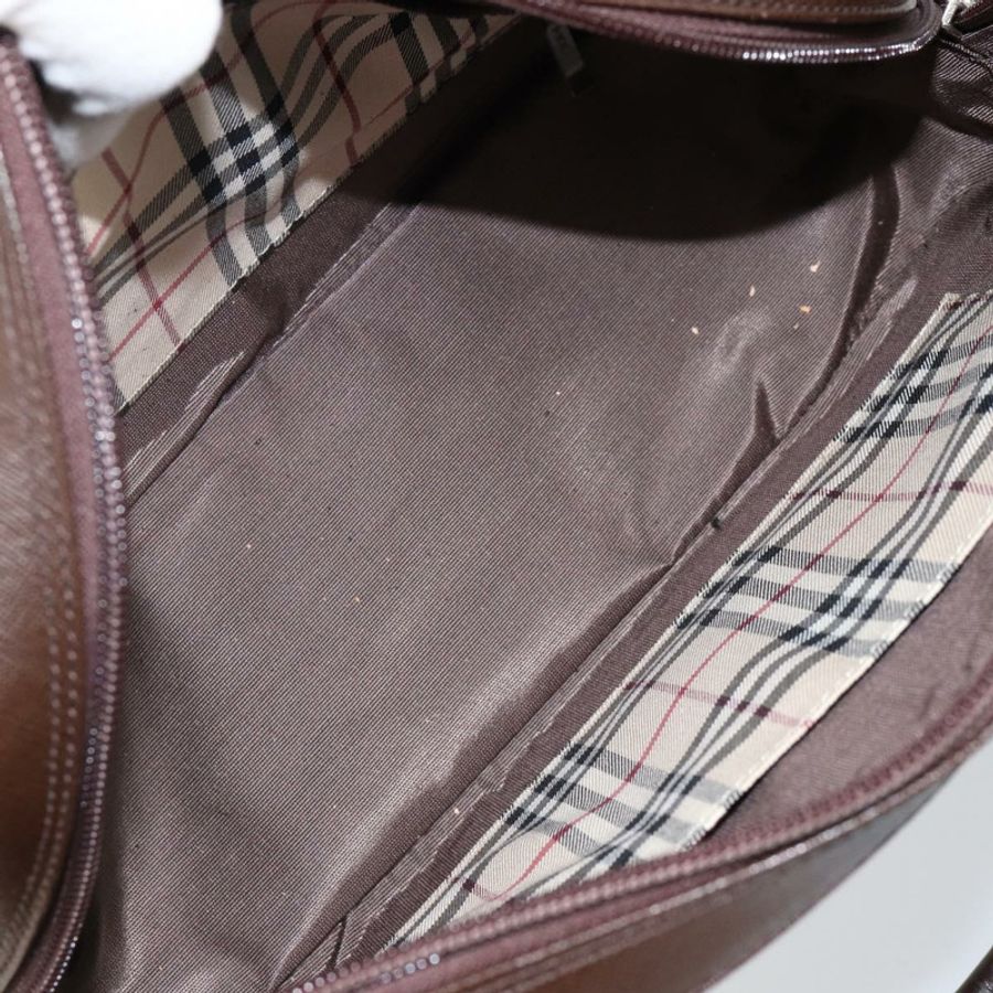 【日本直送】BURBERRY 手提包 皮革 棕色 銀色 正品 am9046-11