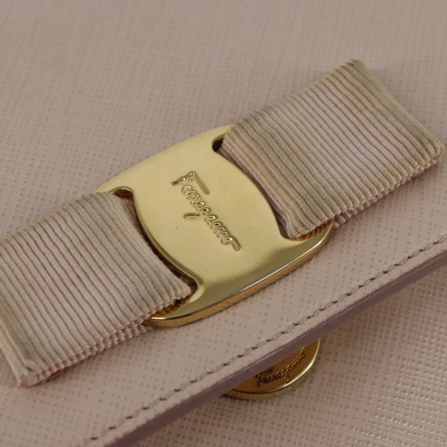 【日本直送】Salvatore Ferragamo 鏈條單肩包 皮革 粉紅色 金飾 正品 135336-9