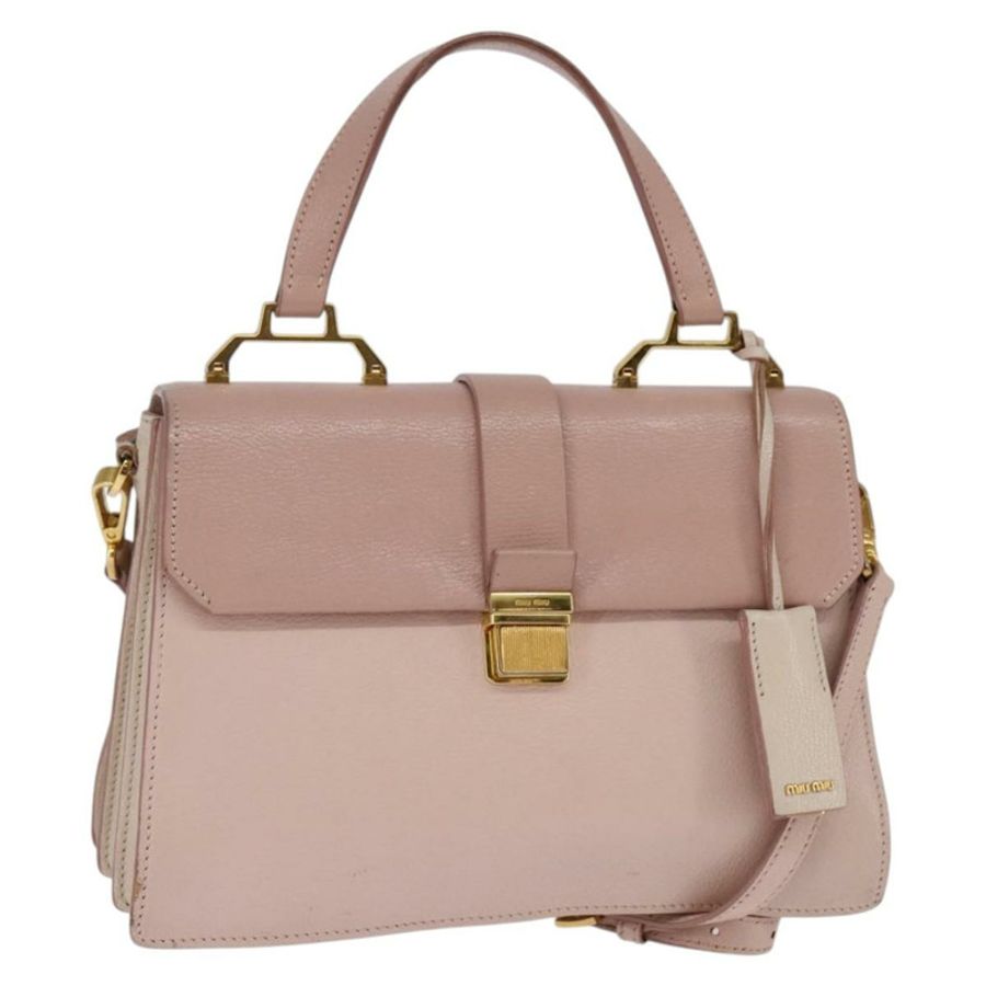 【日本直送】Miu Miu 手提包 皮革 兩用 粉金配色 正品 143829-0