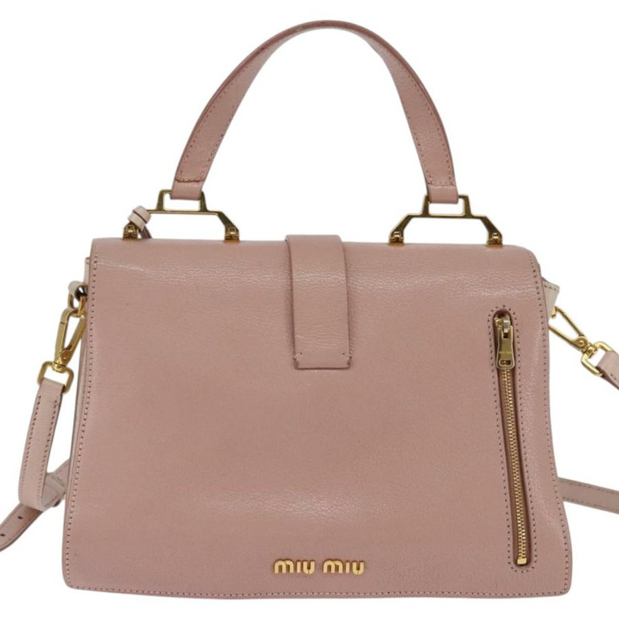 【日本直送】Miu Miu 手提包 皮革 兩用 粉金配色 正品 143829-1