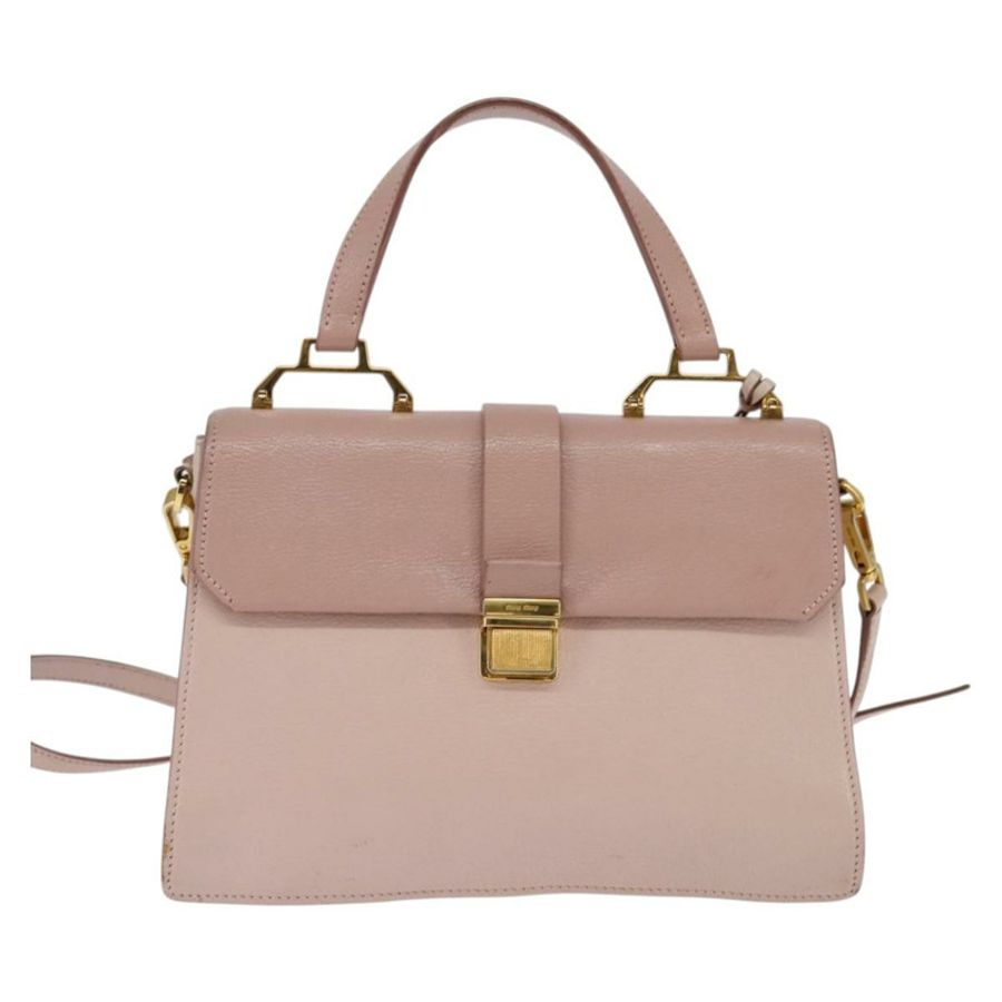 【日本直送】Miu Miu 手提包 皮革 兩用 粉金配色 正品 143829-12