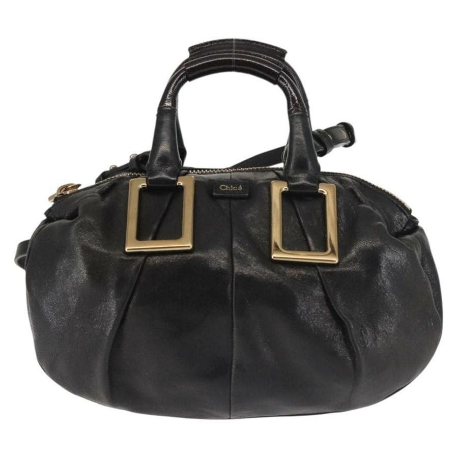 【日本直送】Chloe Etel 手提包 皮革 2way 黑色金色 正品 BA6272-12