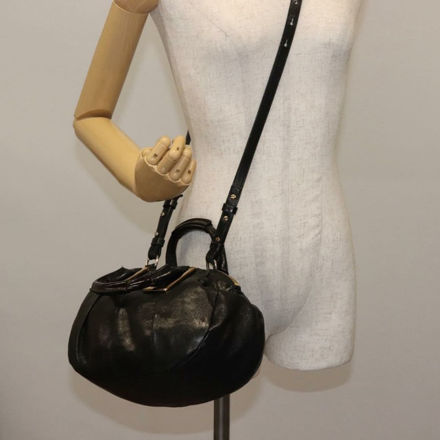 【日本直送】Chloe Etel 手提包 皮革 2way 黑色金色 正品 BA6272-23