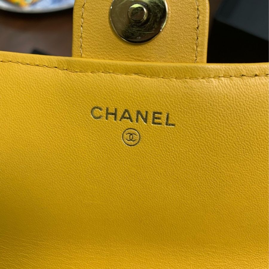 Chanel 芯片款 手柄woc 黃色 尺寸約17x10×3.3cm-5