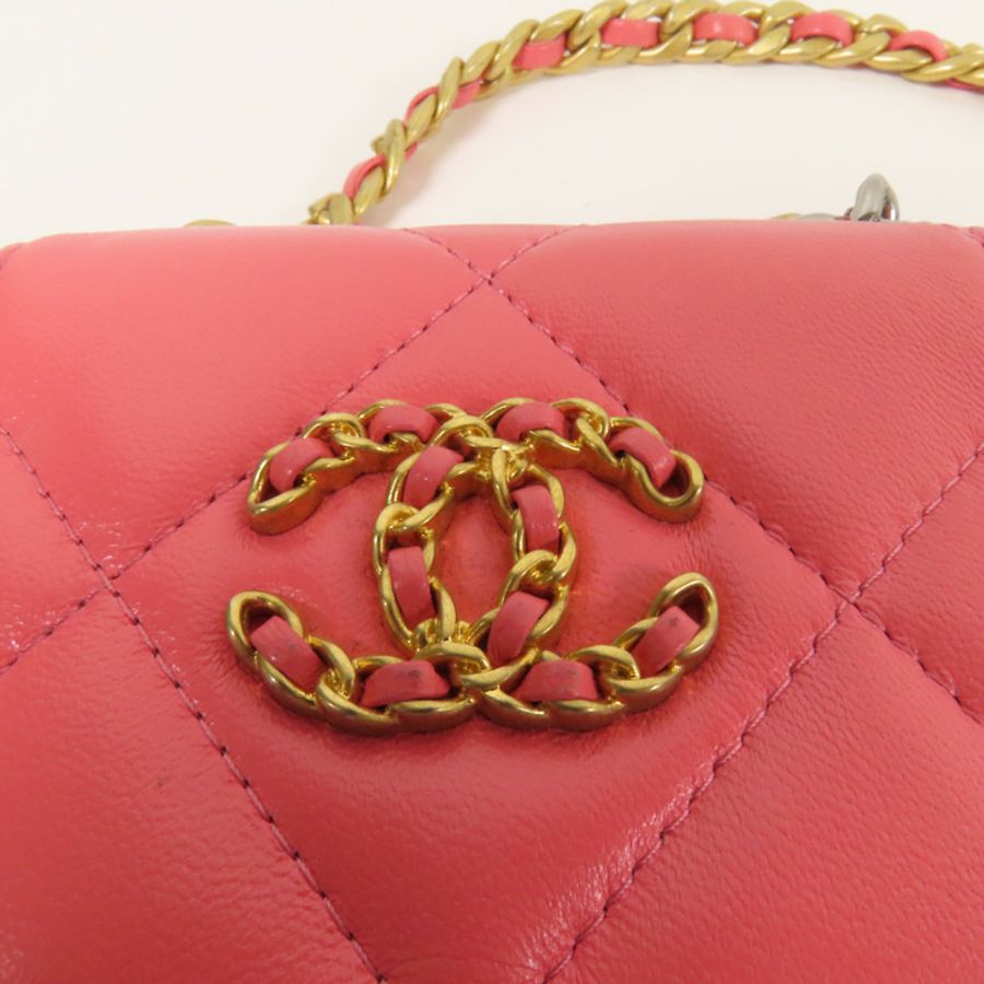 CHANEL 牛皮皮革Chain Shoulder金扣鏈帶肩背袋-6