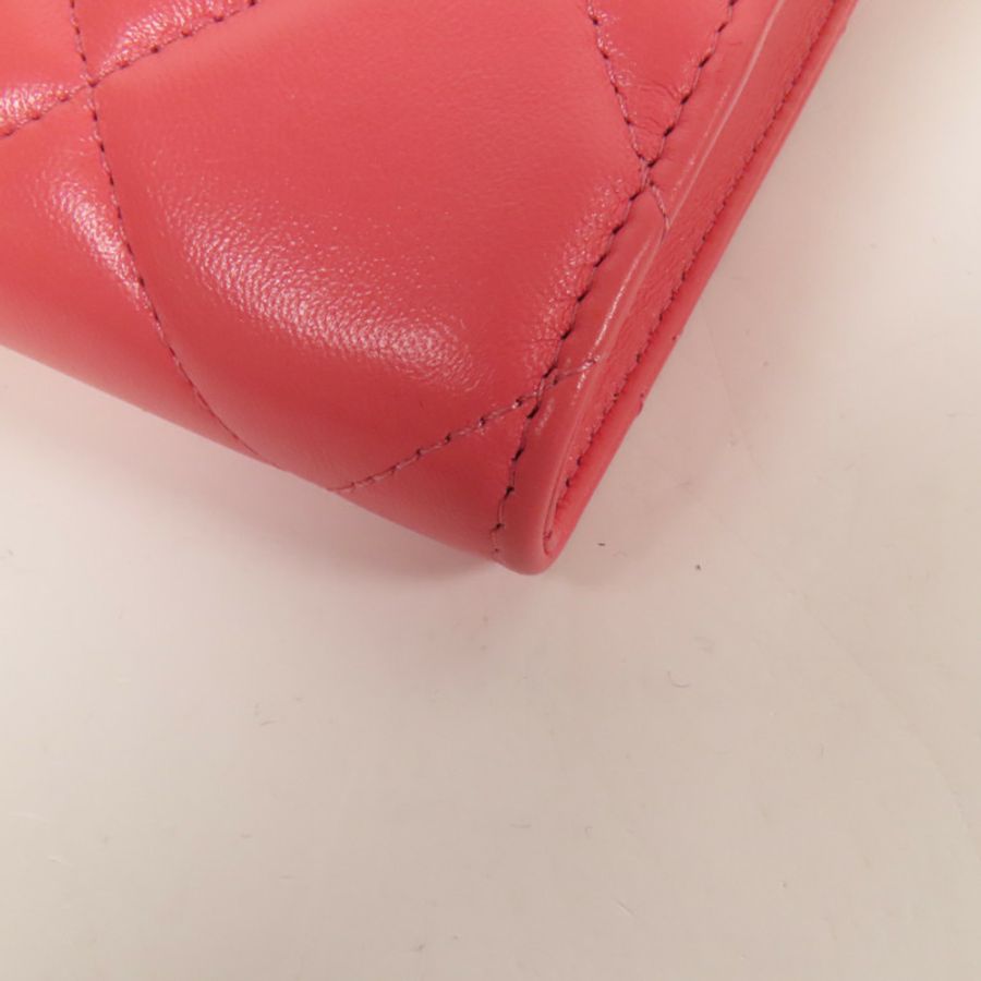 CHANEL 牛皮皮革Chain Shoulder金扣鏈帶肩背袋-11
