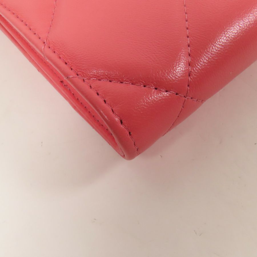 CHANEL 牛皮皮革Chain Shoulder金扣鏈帶肩背袋-12