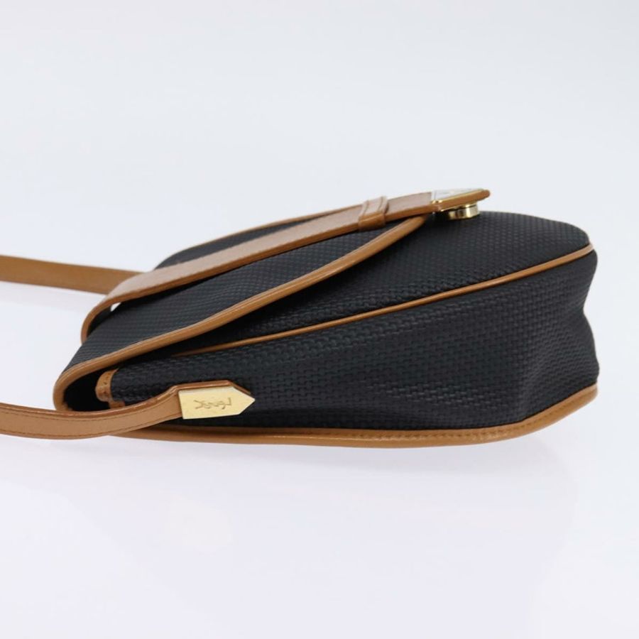 【日本直送】SAINT LAURENT 肩背包 塗層帆布 黑色 棕色 金色 正品 144544-2