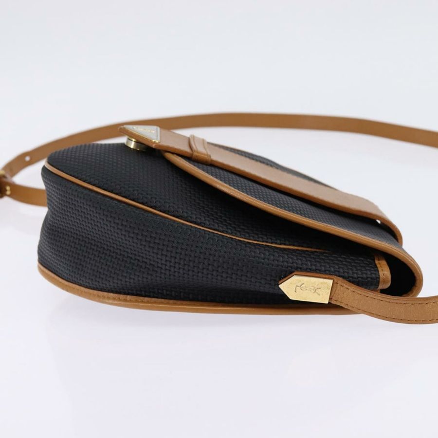 【日本直送】SAINT LAURENT 肩背包 塗層帆布 黑色 棕色 金色 正品 144544-3