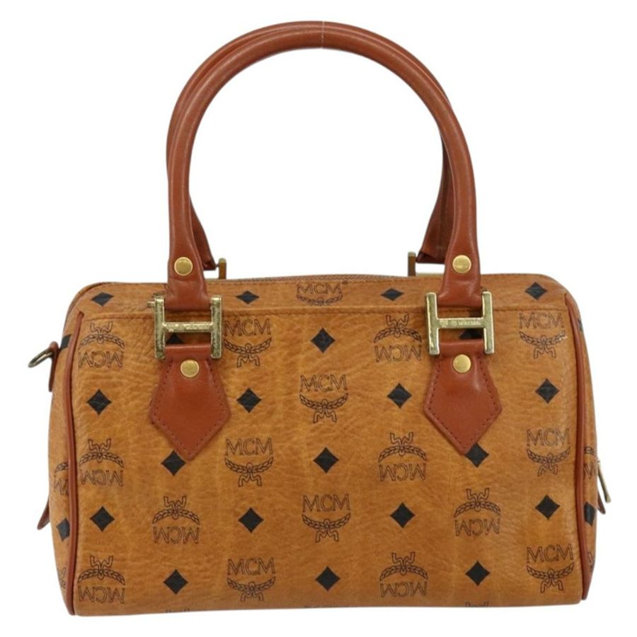 【日本直送】MCM Logoogram Vicetos 波士頓包 PVC 皮革 棕色 金色 正品 145190-1