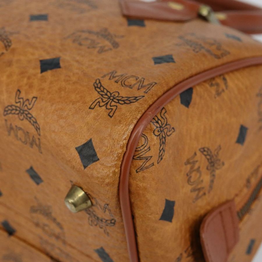 【日本直送】MCM Logoogram Vicetos 波士頓包 PVC 皮革 棕色 金色 正品 145190-8