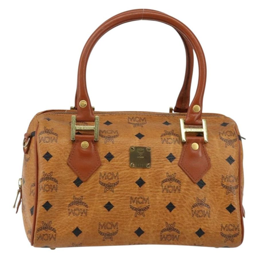 【日本直送】MCM Logoogram Vicetos 波士頓包 PVC 皮革 棕色 金色 正品 145190-12