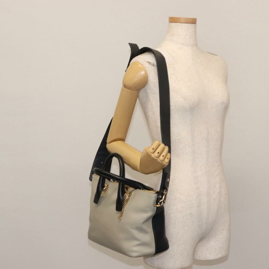 【日本直送】Chloe Bailey 手提包 皮革 兩用 黑色 米色 金色 正品 am9201-25