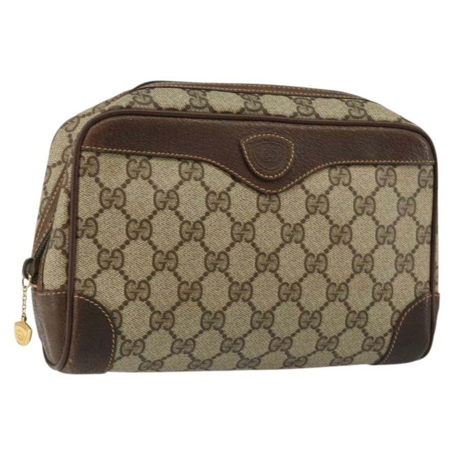 【日本直送】GUCCI GG Supreme 手拿包 PVC 米色 金色 014 89 0094 Auth am9221-0