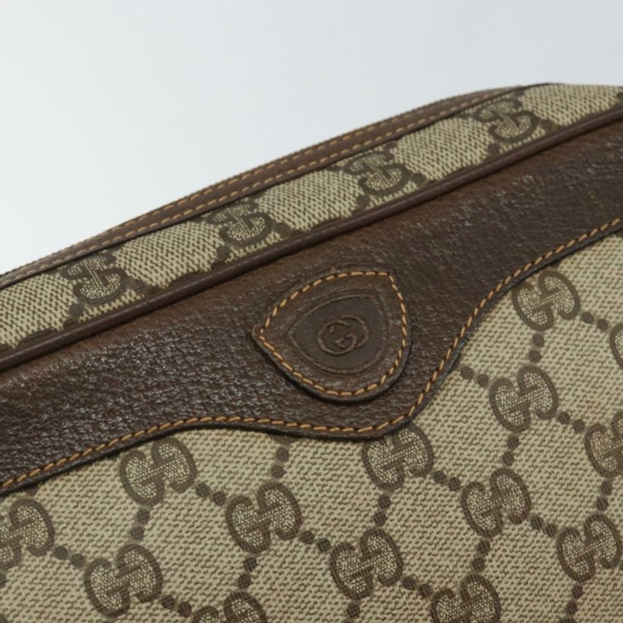 【日本直送】GUCCI GG Supreme 手拿包 PVC 米色 金色 014 89 0094 Auth am9221-7