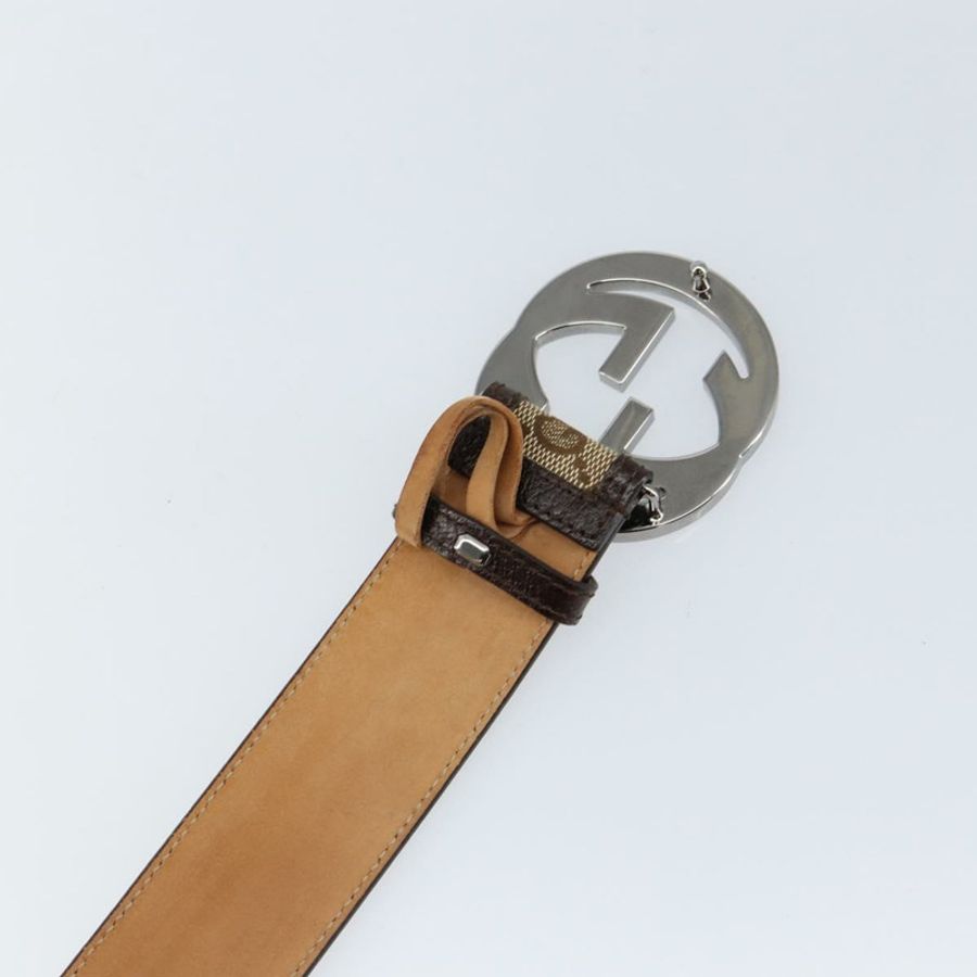 【日本直送】GUCCI GG帆布互扣腰帶 37.4吋 米色 銀色 114876 正品編號 146423-6