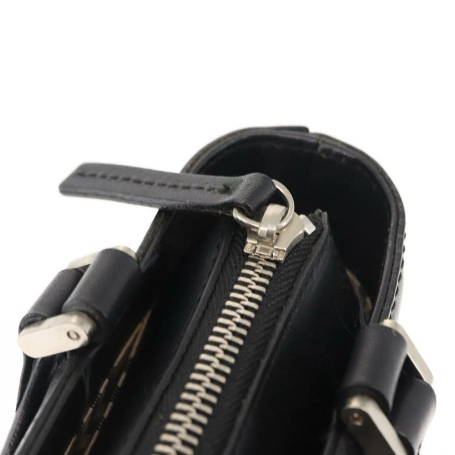【日本直送】BURBERRY 手提包 皮革 黑色 銀色 正品 am9355-9