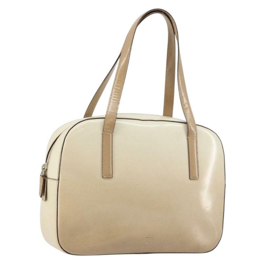 【日本直送】PRADA 手提包 漆皮 米色 銀色 正品 BA6605-0