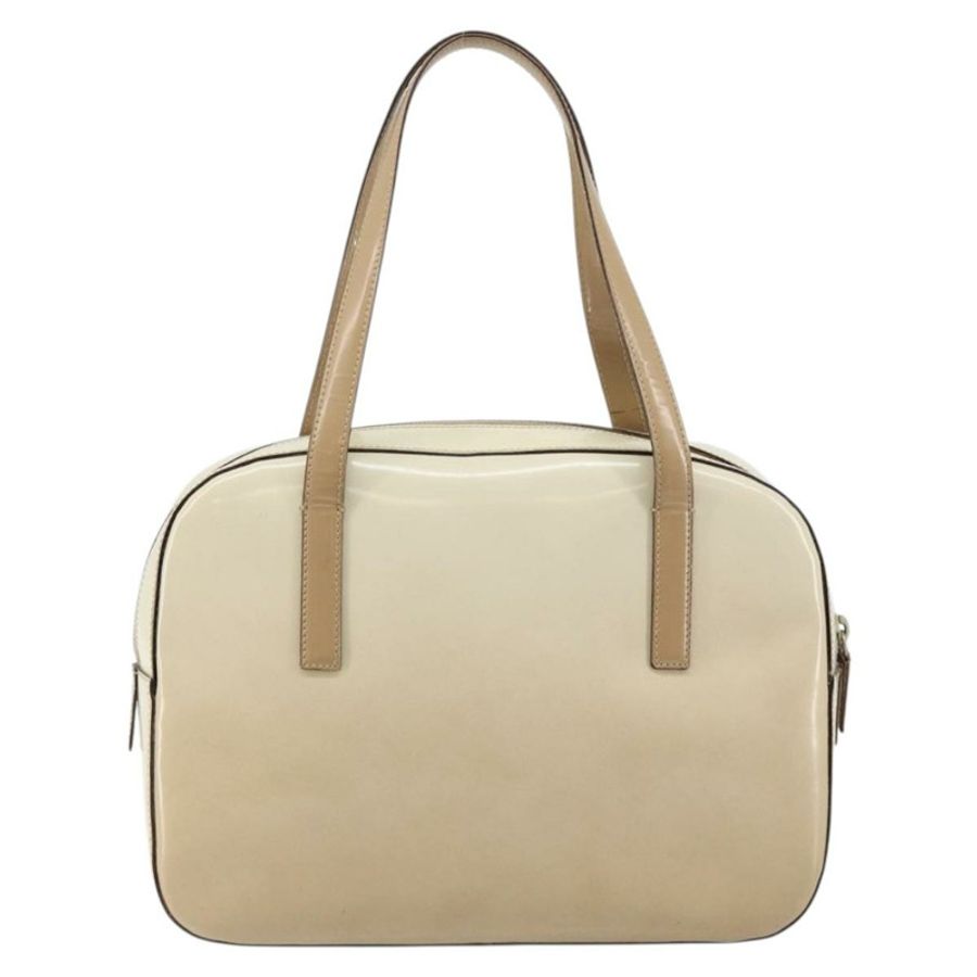 【日本直送】PRADA 手提包 漆皮 米色 銀色 正品 BA6605-1