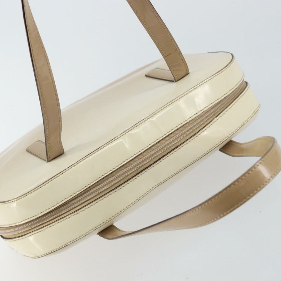 【日本直送】PRADA 手提包 漆皮 米色 銀色 正品 BA6605-5