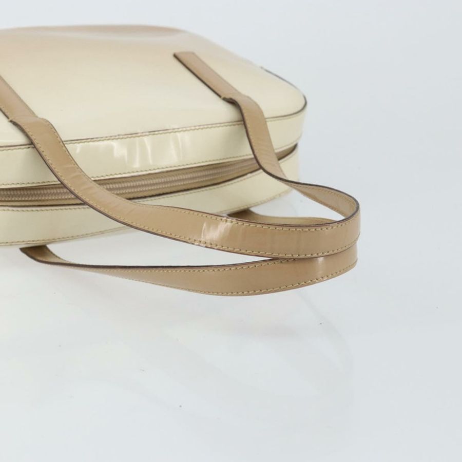 【日本直送】PRADA 手提包 漆皮 米色 銀色 正品 BA6605-6