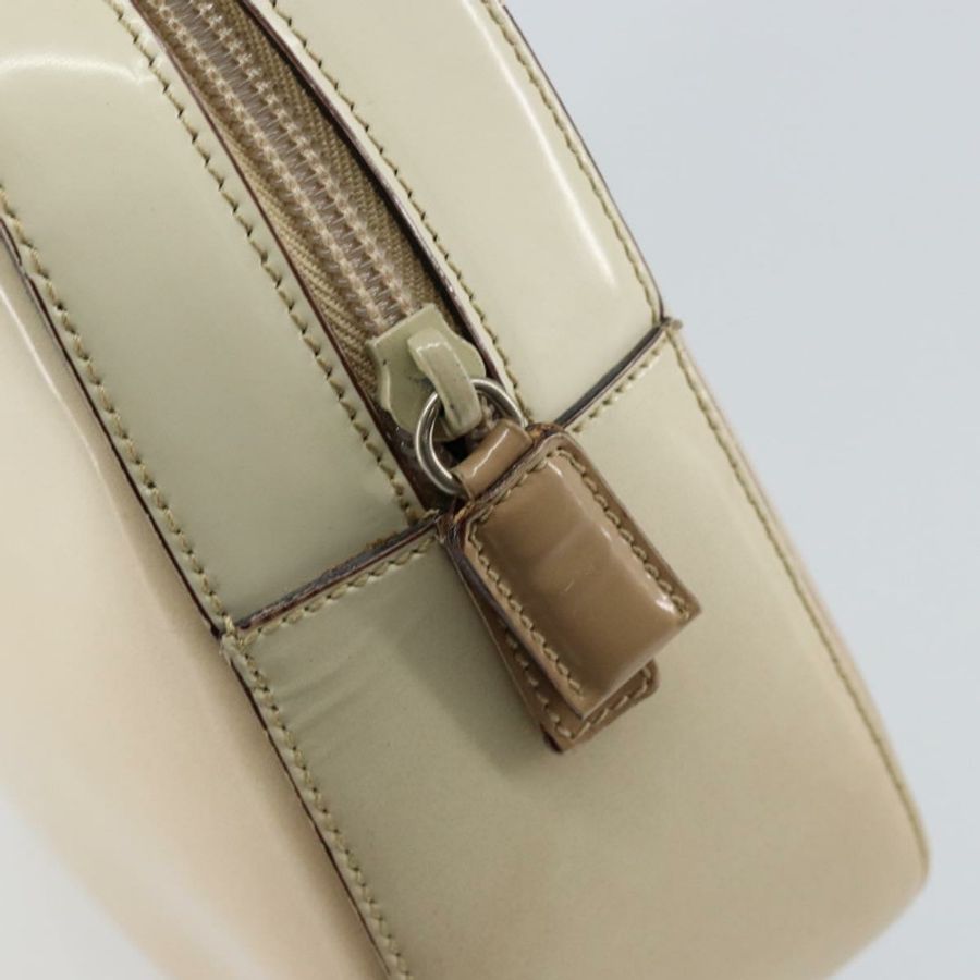 【日本直送】PRADA 手提包 漆皮 米色 銀色 正品 BA6605-8