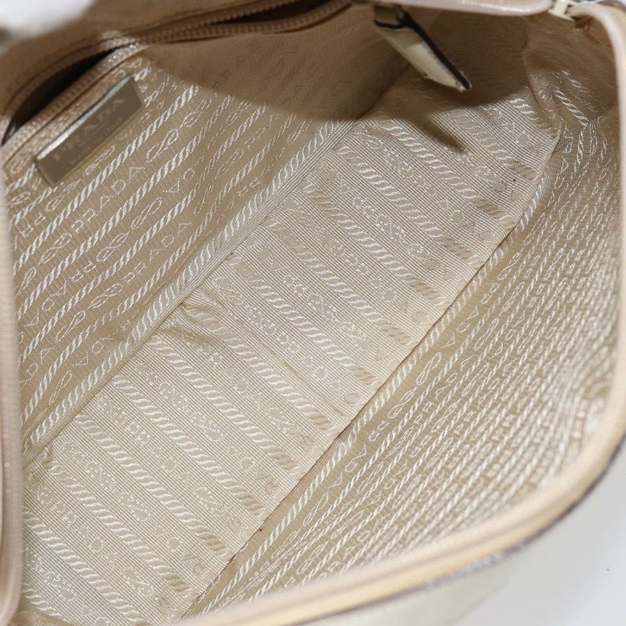 【日本直送】PRADA 手提包 漆皮 米色 銀色 正品 BA6605-9