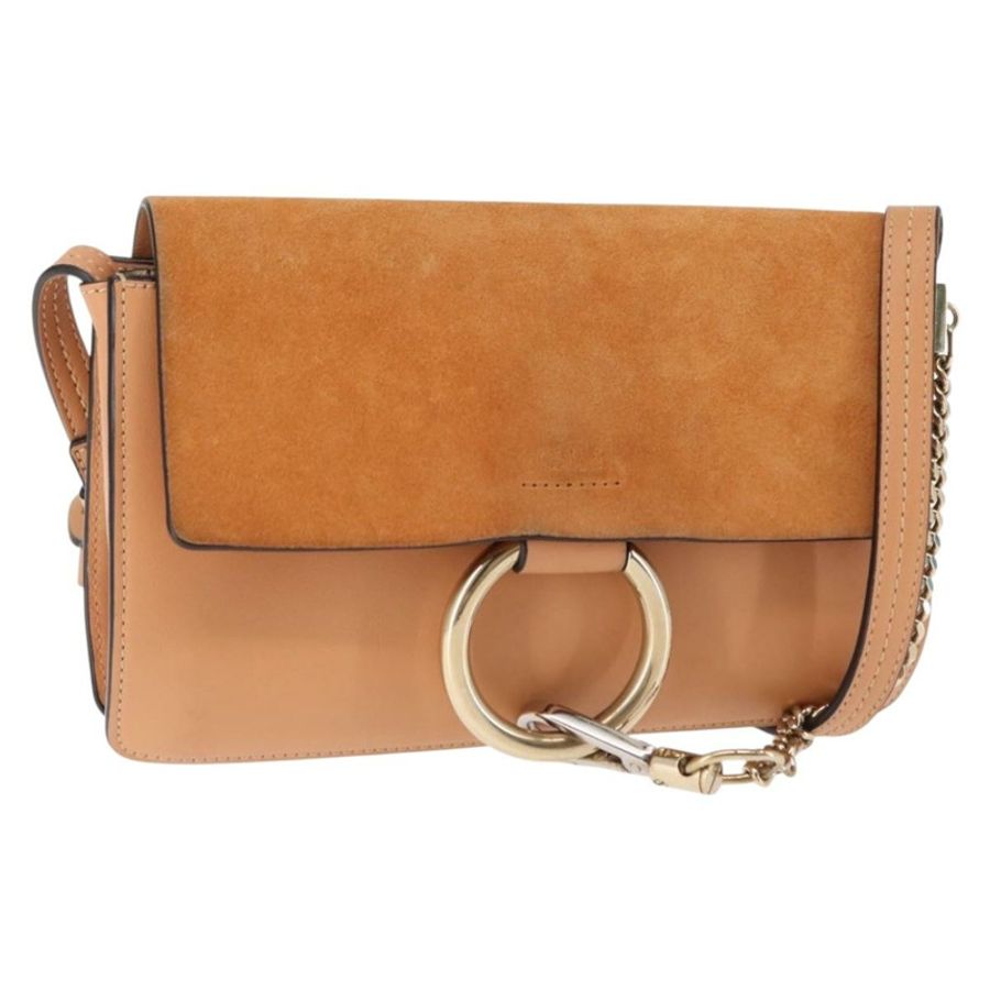 【日本直送】Chloe 鏈條 Fay 肩背包 皮革 米色 金色 正品 BA6597-0