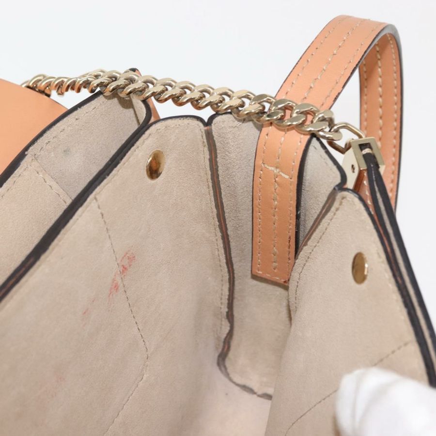 【日本直送】Chloe 鏈條 Fay 肩背包 皮革 米色 金色 正品 BA6597-20