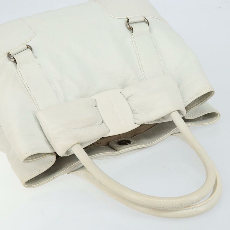 【日本直送】Salvatore Ferragamo Vala 手提包 皮革 白色 金色 正品 BA6591-5