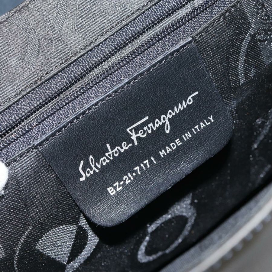 【日本直送】Salvatore Ferragamo Vala 單肩包，黑色銀色皮革，正品 BA6586-11