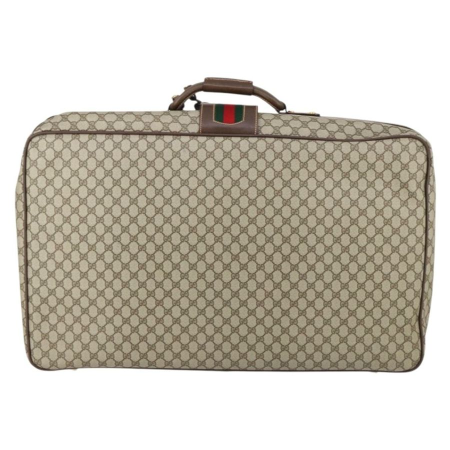 【日本直送】GUCCI GG Supreme Web Sherry Line 旅行包 PVC 米色 金色 正品 146422-1